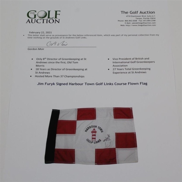 Jim Furyk Signed Harbour Town Golf Links Course Flown Flag JSA ALOA