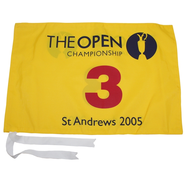 2005 The OPEN Championship at St. Andrews 3rd Hole Course Flown Flag - Tiger Win