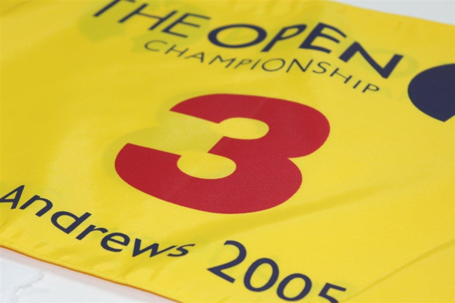 2005 The OPEN Championship at St. Andrews 3rd Hole Course Flown Flag - Tiger Win