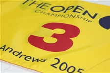 2005 The OPEN Championship at St. Andrews 3rd Hole Course Flown Flag - Tiger Win