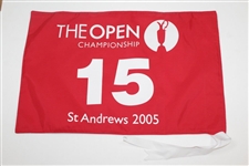 2005 The OPEN Championship at St. Andrews 15th Hole Course Flown Flag - Tiger Win