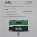 1989 & 1994 OPEN Championship Green Staff Arm Bands Plus 1989 Staff Ticket