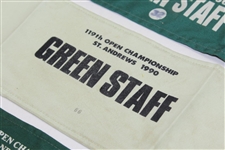 1990, 1995, & 2000 OPEN Championship Green Staff Arm Bands - #66, #25, & #32
