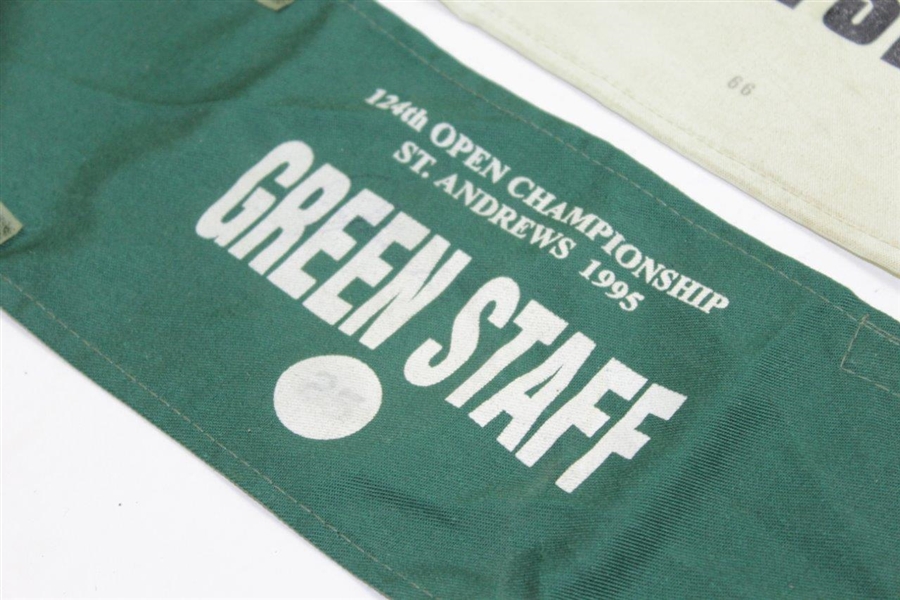 1990, 1995, & 2000 OPEN Championship Green Staff Arm Bands - #66, #25, & #32