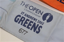 2005 & 2015 OPEN at St. Andrews Greens Arm Bands with 2010 72nd Hole Arm Band