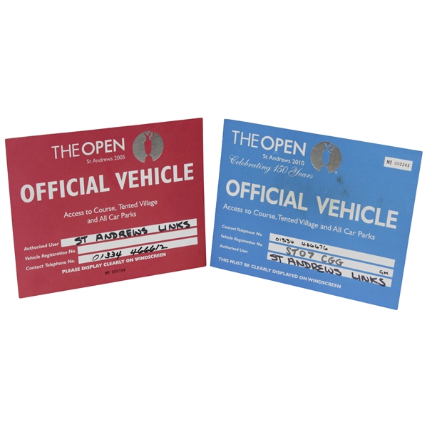 2005 & 2010 OPEN Championship at St. Andrews Official Vehicle Plates - #154 & #243