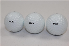 Three Jack Nicklaus Tournament Used Personal 'JACK' MaxFli Elite Golf Balls