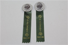 Bobby Jones 2002 Centenary Commemorative Dinner Items - Ribbons, VHS, Menu, Divot Tool, & more