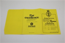 1975 OPEN at Carnoustie Nicklaus Signed Program with Ticket, Week Badge, & Draw Sheet JSA ALOA