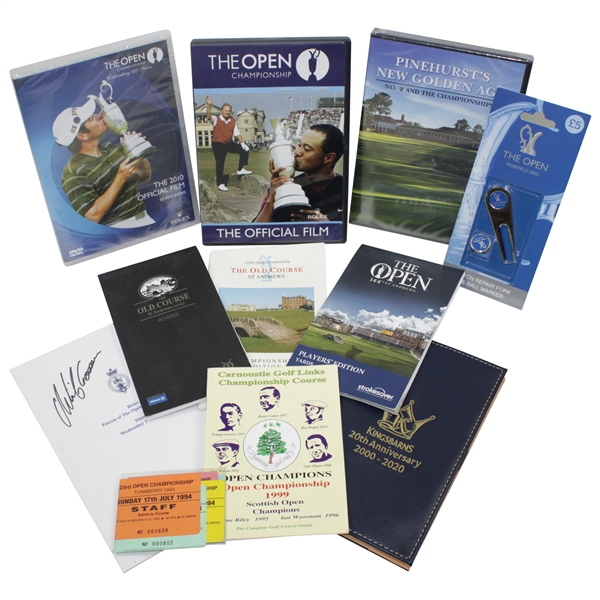 Large Group of Miscellaneous OPEN Championship & St. Andrews Items - Goosen JSA ALOA