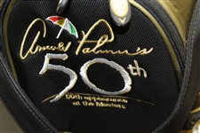 Arnold Palmer Signed 'Arnie's 50th' at the Masters Ltd Ed Commemorative Full Size Golf Bag JSA #Z74231