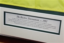 Tiger Woods Signed Rare 1997 Masters Embroidered Flag - Time Period Signature - Framed JSA FULL #BB77879