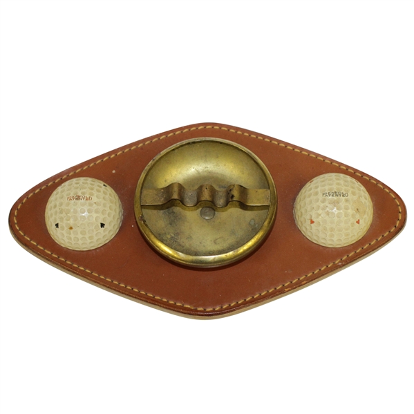 Penfold Patented Half Golf Balls Ashtray on Leather