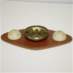 Penfold Patented Half Golf Balls Ashtray on Leather