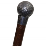 Vintage Hickory Golf Ball Capped Walking Stick