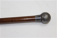 Vintage Hickory Golf Ball Capped Walking Stick