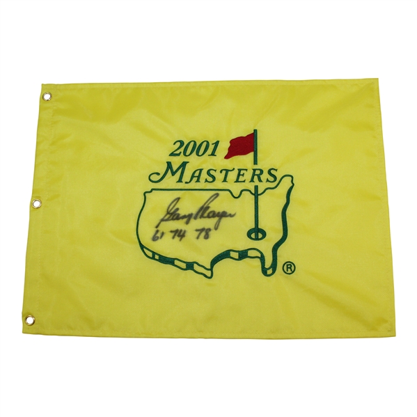 Gary Player Signed 2001 Masters Embroidered Flag with Years Won Notation JSA ALOA