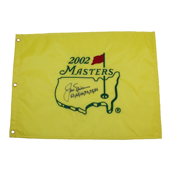 Jack Nicklaus Signed 2002 Masters Embroidered Flag with Years Won Notation JSA ALOA
