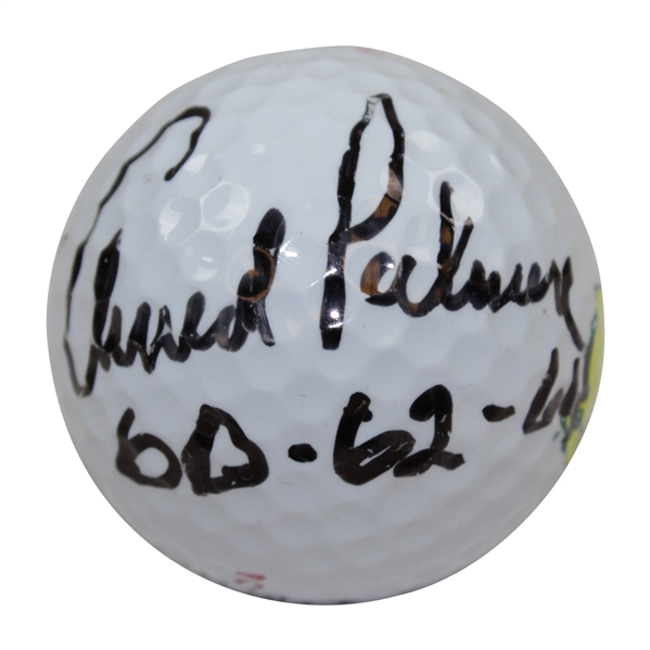 Arnold Palmer Signed Masters Logo Golf Ball with Years Won Notation JSA ALOA