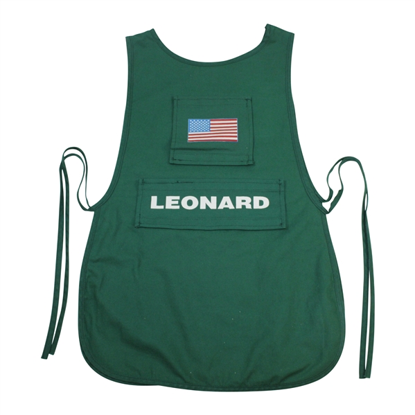 Justin Leonard 1996 The Presidents Cup Caddie Bob Riefke Tournament Worn Caddy Bib with Letter