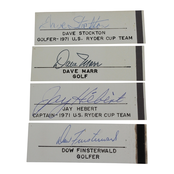 Four (4) Ryder Cup Captains Signatures Including Marr, Finsterwald, Stockton, & Hebert JSA ALOA