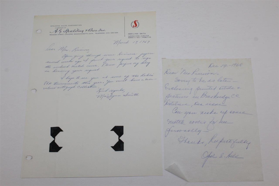 Nice (9) Various Women's Golf Autographs Including Letters from Hill & Smith JSA ALOA