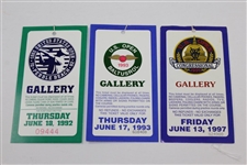 Five (5) Different 1990's US Open Tickets - 1992, 1993, 1997, 1998, & 1999