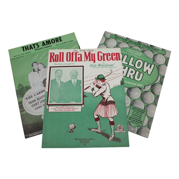 Three (3) Golf Themed Music Sheets - Thats Amore, Roll Offa My Green, & Follow Thru