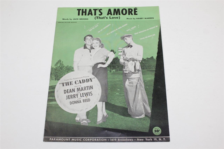 Three (3) Golf Themed Music Sheets - That's Amore, Roll Offa My Green, & Follow Thru