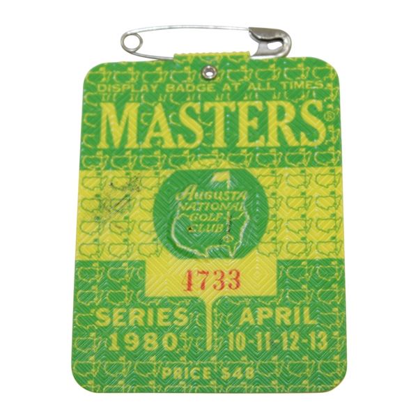 1980 Masters Tournament SERIES Badge #4733 - Seves First Win at Augusta