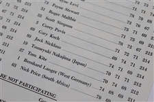 1986 Masters Tournament Sunday Final Round Pairing Sheet - Jack's 6th Masters Win