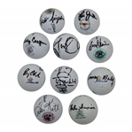 Ten (10) US Open Chapmions Signed Logo Golf Balls from Site of Win JSA ALOA