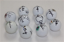 Ten (10) US Open Chapmions Signed Logo Golf Balls from Site of Win JSA ALOA