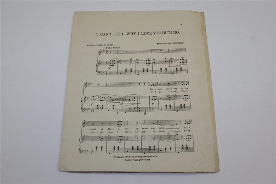 Vintage I Can't Tell You Why I Love You But I Do Sheet Music with Golf Themed Cover