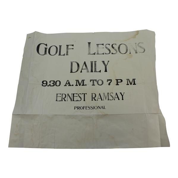 Vintage Ernest Ramsay 'Golf Lessons Daily' 12x16 Poster for Golf Lessons 