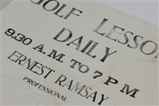Vintage Ernest Ramsay 'Golf Lessons Daily' 12x16 Poster for Golf Lessons 