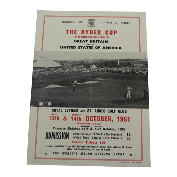 1961 Ryder Cup at Royal Lytham & St. Annes Golf Club Poster - Great Britain vs United States