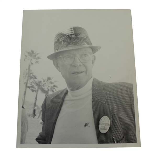 President Eisenhower Alex Morrison Photo at the 1969 Bob Hope Desert Classic - Badge, Bay Hill Hat, Snead Hat