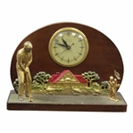 Circa 1950s Golf Themed United Clock Co. Electric Clock - Golfer About to Putt - With Original Ad