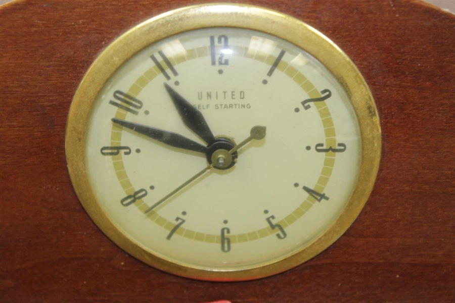 Circa 1950's Golf Themed United Clock Co. Electric Clock - Golfer About to Putt - With Original Ad