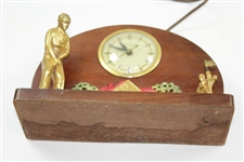 Circa 1950's Golf Themed United Clock Co. Electric Clock - Golfer About to Putt - With Original Ad