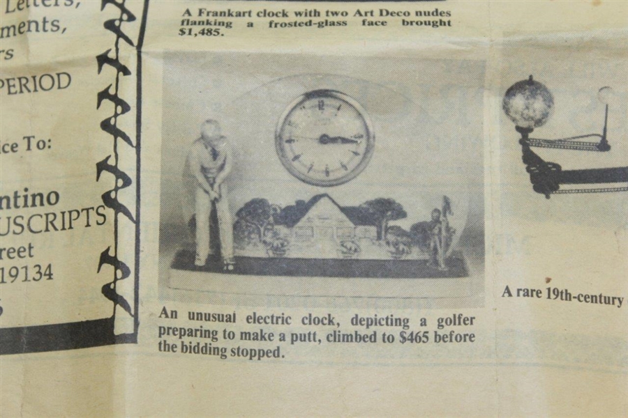 Circa 1950's Golf Themed United Clock Co. Electric Clock - Golfer About to Putt - With Original Ad