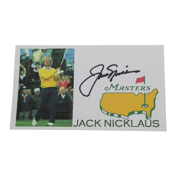 Jack Nicklaus Signed Masters 3x5 Card with Logo, Name, & Image JSA ALOA
