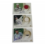Three (3) Major Winners Signed Front 9 Fabric Golf Cards - Price, Montgomerie, & Toms