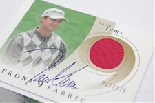 Three (3) Major Winners Signed 'Front 9 Fabric' Golf Cards - Price, Montgomerie, & Toms