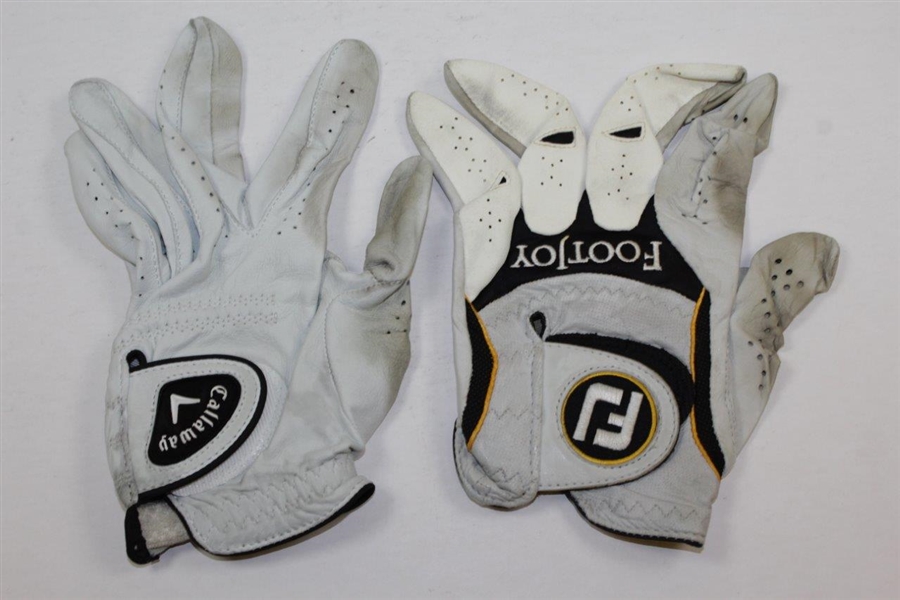 Two Signed Match Used LH Golf Gloves - Hal Sutton & Davis Love III JSA ALOA