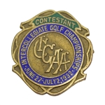1932 Intercollegiate Golf Championship Contestant Badge - Excellent Condition - Johnny Fischer Wins!