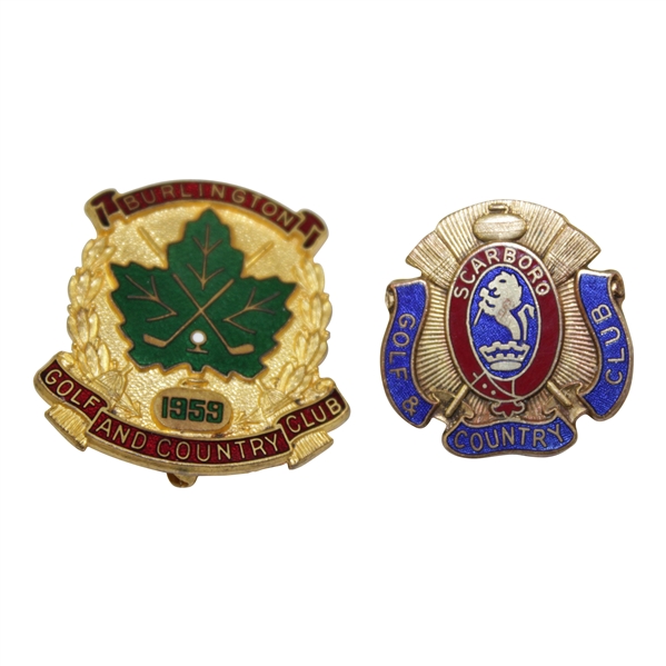 Two Canadian Golf Pins - 1959 Burlington G&CC and Scarboro Golf & Country Club