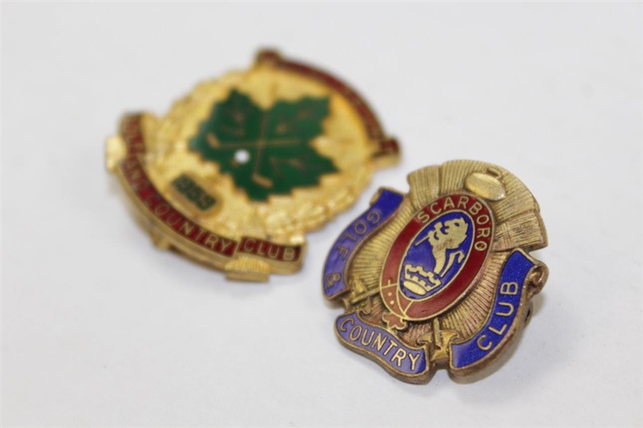 Two Canadian Golf Pins - '1959' Burlington G&CC and Scarboro Golf & Country Club