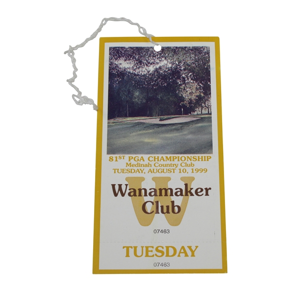 1999 PGA Championship at Medinah Tuesday Grounds Ticket #07463 - Tiger Woods Win